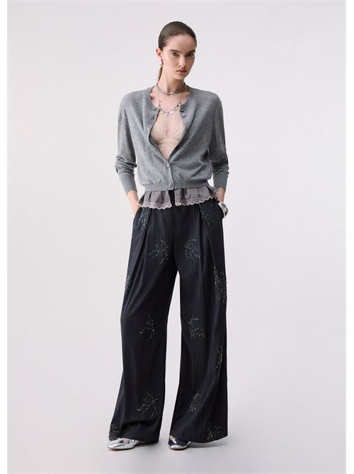 Cardigan in lana con dettaglio lingerie LIU JO | WF6034MA16R/02050